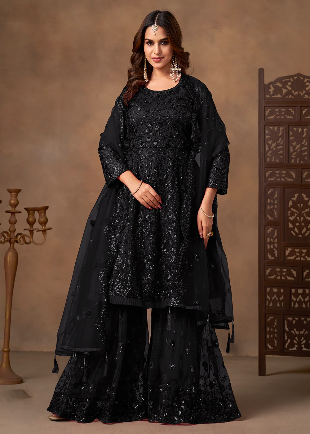 Black Designer Sharara Suits in Australia & New Zealand